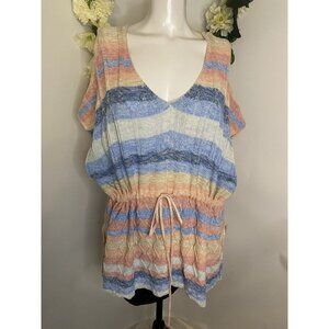 Ethyl Women's Pullover Sweater Pastel Colors Short Sleeve M Drawstring Waist New